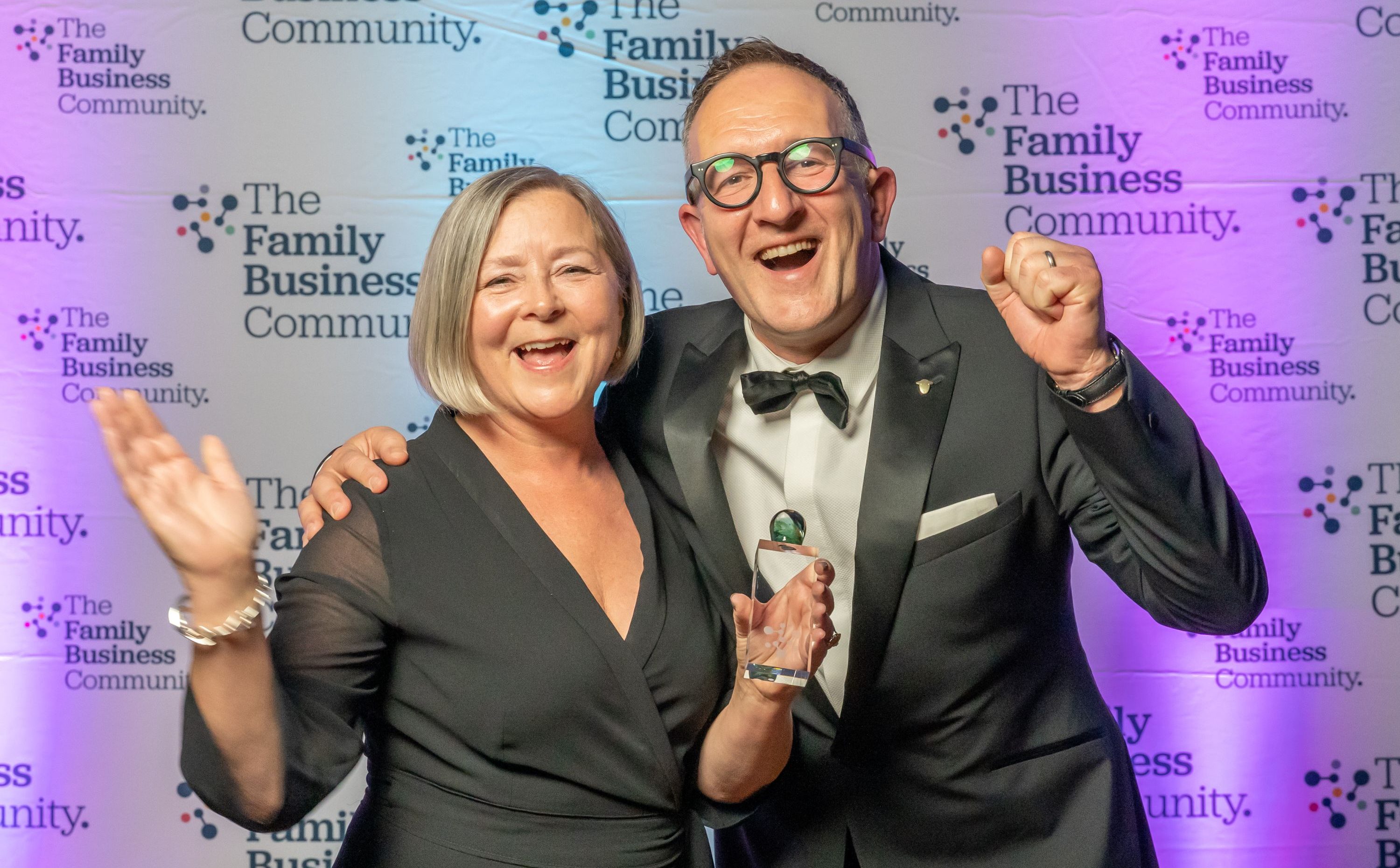 FS3WSwMWAAACz0h Spencer and Diane Hannah at The North West Family Business Awards with their trophy